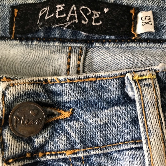 Straight leg light wash destructed Please Italian jeans - Picture 5 of 8